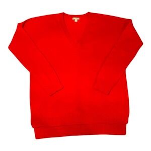 Gap Merino Blend V Neck Sweater Women's Small Red Soft Knit Minimalist